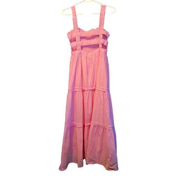 LFD pink smocked top tiered maxi dress nwt prairecore size medium - Picture 2 of 8